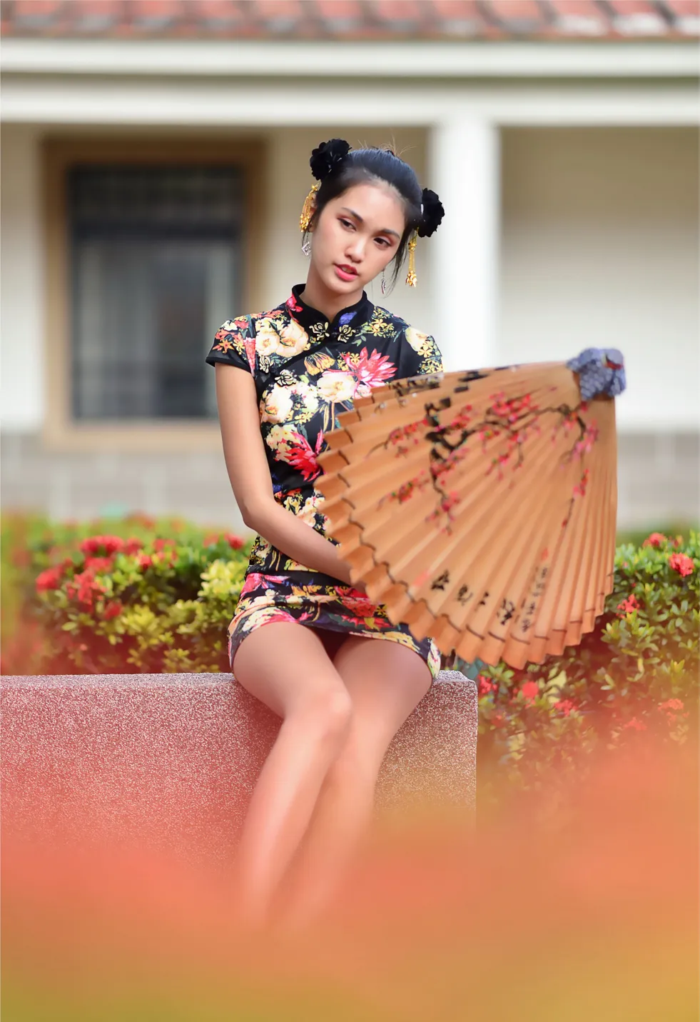 [Mzsock] NO.191 Chen Mengxin short cheongsam high heels beautiful legs street photography#[100P]-36